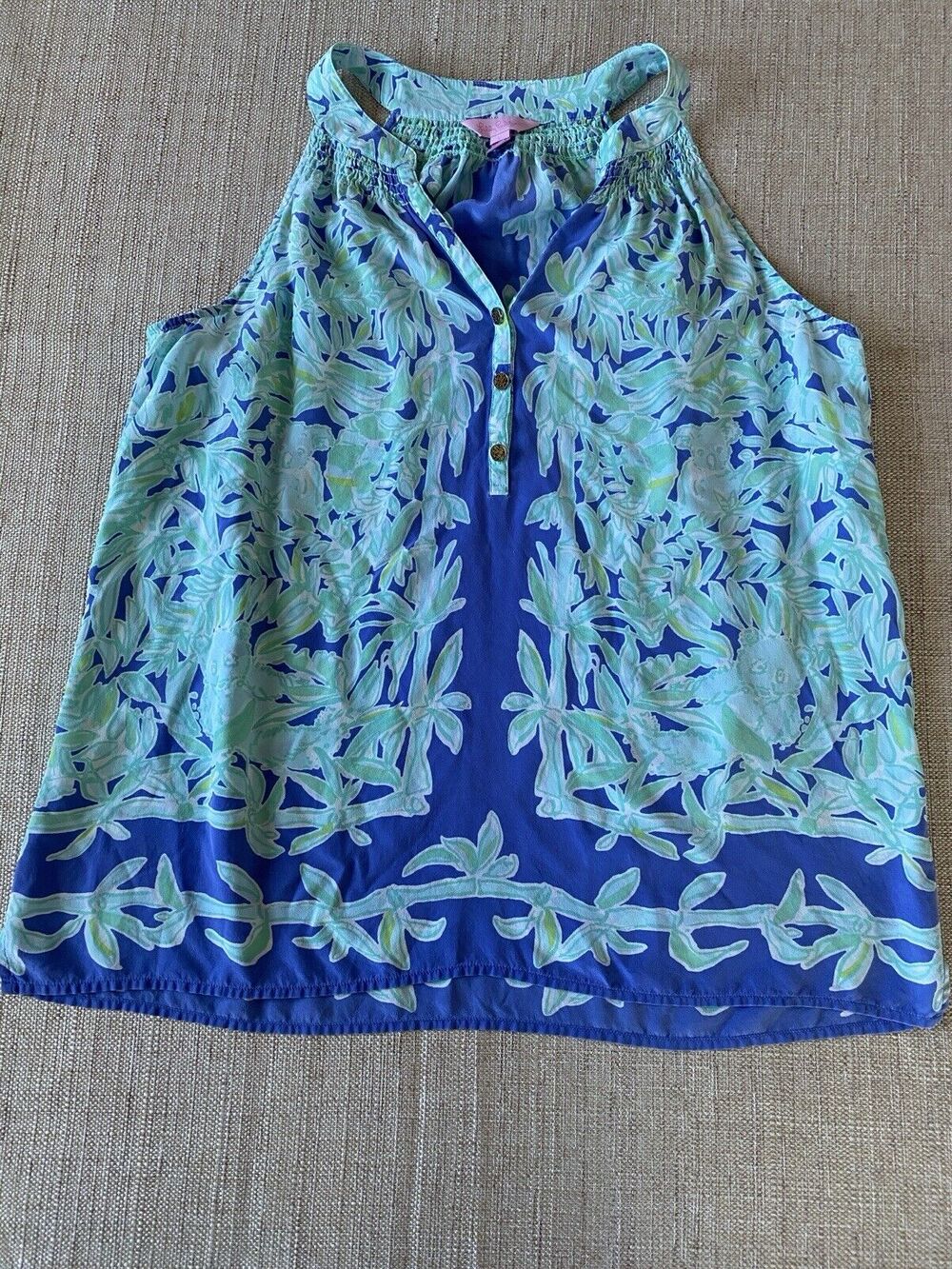 LILLY PULITZER Ladies Baily Koala of the Wild 100% Silk Tank Top L